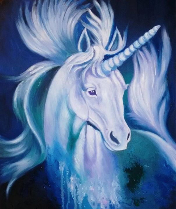 Pintura intitulada "Unicorn" por Bárbara Luísa Perobelli, Obras de arte originais, Óleo