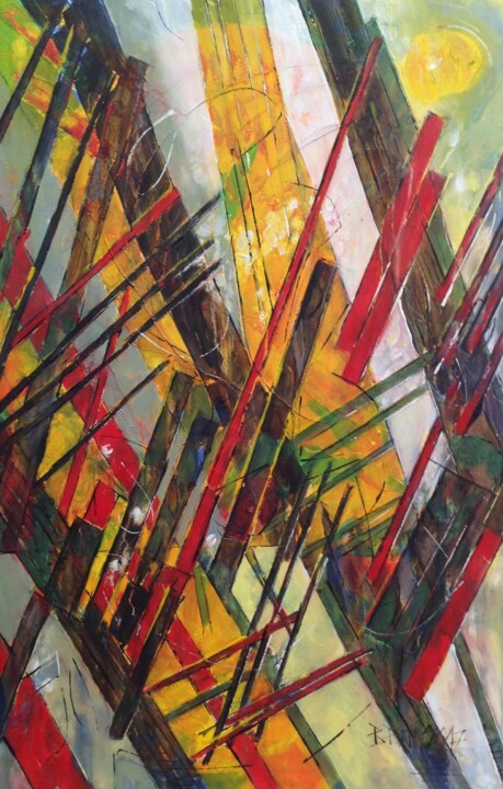 Peinture intitulée "Jungle City" par Barbara Piatti, Œuvre d'art originale, Huile