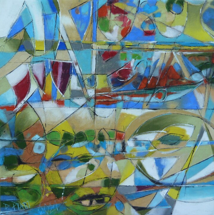 Картина под названием ""Kaléidoscope"" - Barbara Piatti, Подлинное произведение искусства, Масло Установлен на Деревянная ра…