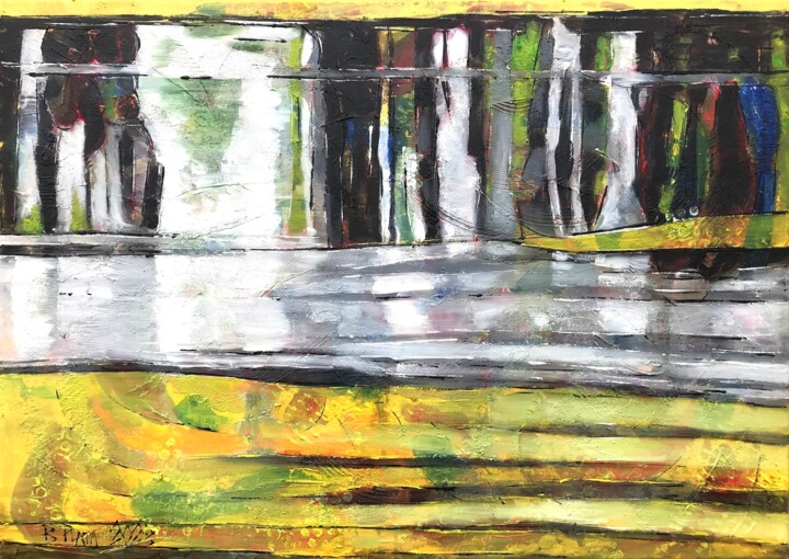 Peinture intitulée ""Falaise sur Loire"" par Barbara Piatti, Œuvre d'art originale, Huile Monté sur Châssis en bois