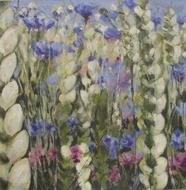 Malerei mit dem Titel "Fleurs des poètes" von Barbara Piatti, Original-Kunstwerk, Öl