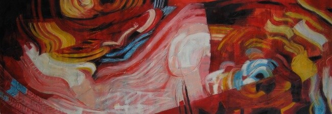 Peinture intitulée "Red Happening" par Barbara Piatti, Œuvre d'art originale, Huile