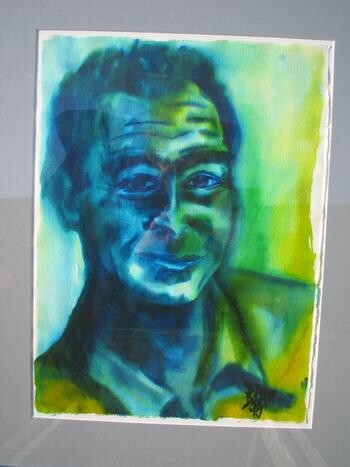 Peinture intitulée "L'homme aux passant…" par Barbara Piatti, Œuvre d'art originale, Encre Monté sur Carton