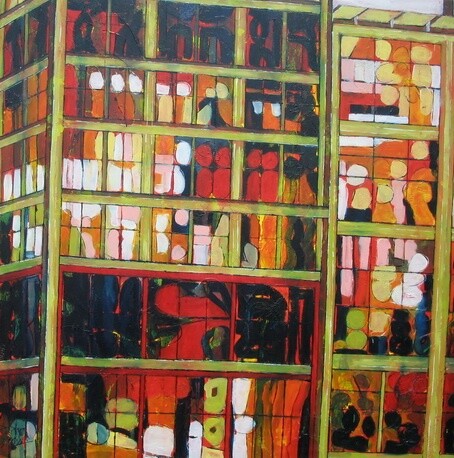 Painting titled "Gallery's Building" by Barbara Piatti, Original Artwork, Oil