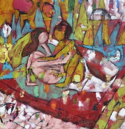 Pintura intitulada "Détail, "Trois cham…" por Barbara Piatti, Obras de arte originais, Óleo