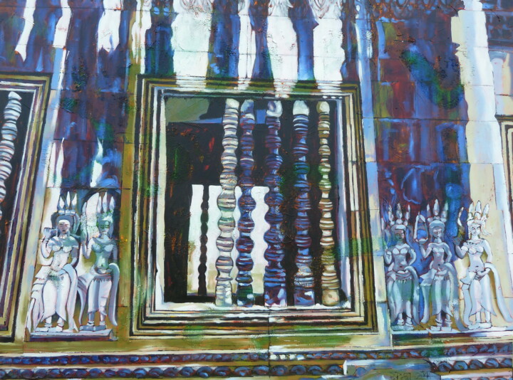 Peinture intitulée "Les filles d'Angkor…" par Barbara Piatti, Œuvre d'art originale, Huile