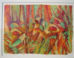 Malerei mit dem Titel "Tropical Song" von Barbara Piatti, Original-Kunstwerk, Gouache Auf Karton montiert