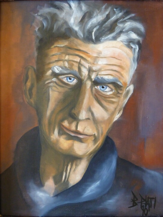 Painting titled "Samuel Beckett" by Barbara Piatti, Original Artwork, Oil