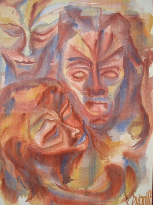 Painting titled "Triangle" by Barbara Piatti, Original Artwork, Gouache Mounted on Cardboard