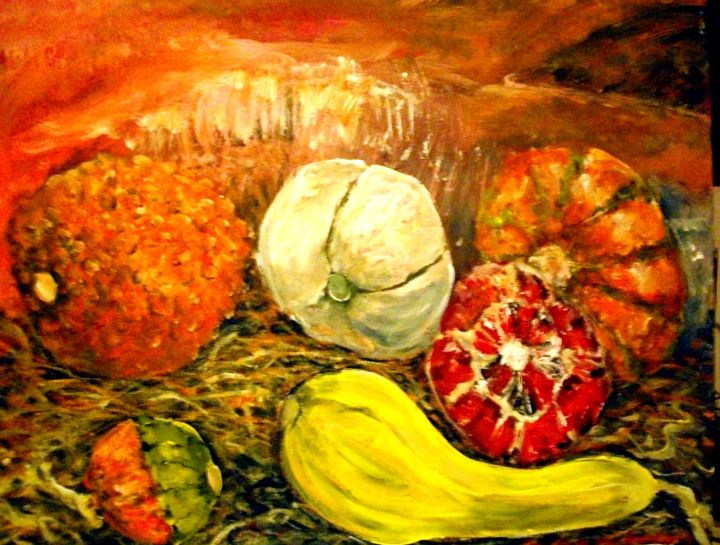 Painting titled "dynie - Kürbissen -…" by Barbara Przyborowska, Original Artwork, Acrylic