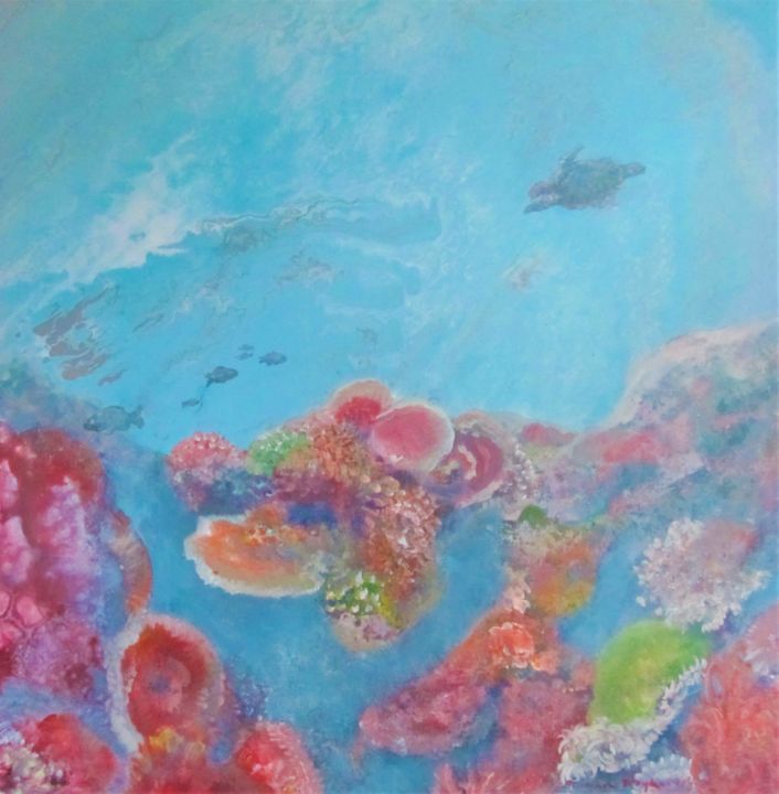 Malerei mit dem Titel "Unterwassergärten,…" von Barbara Przyborowska, Original-Kunstwerk, Acryl