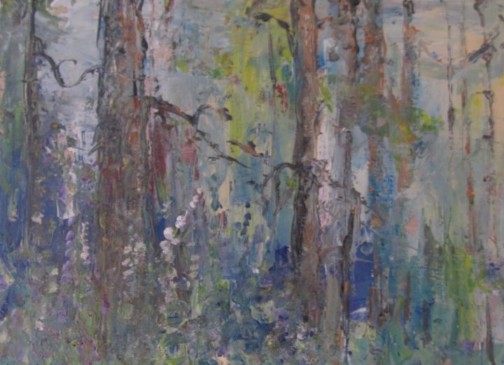제목이 "White foxglove, Bia…"인 미술작품 Barbara Przyborowska로, 원작, 아크릴 나무 들것 프레임에 장착됨