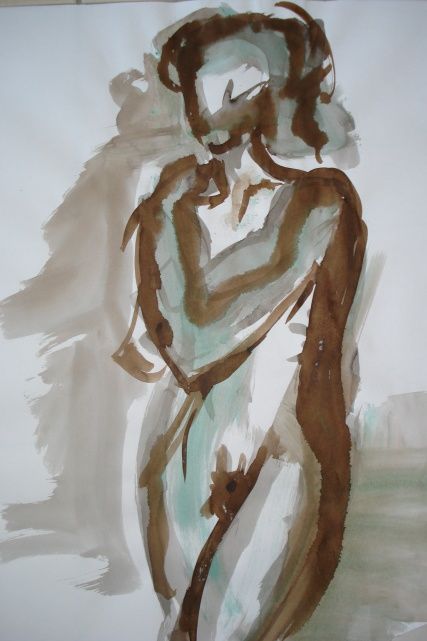 Dessin intitulée "femme debout" par Barbara Bernard, Œuvre d'art originale