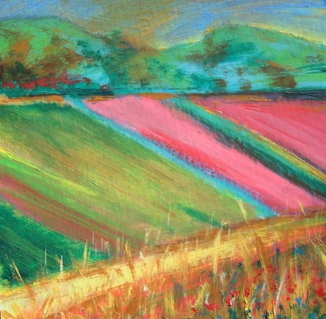 Pintura intitulada "More Cabbage fields" por Barbara Craig, Obras de arte originais