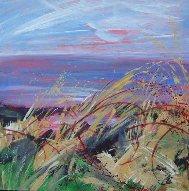 Painting titled "Grasses by the Shore" by Barbara Craig, Original Artwork