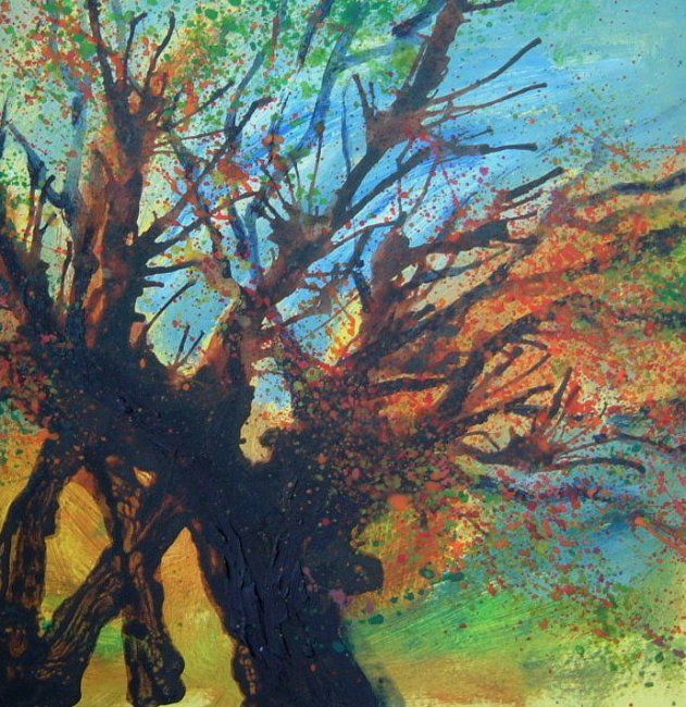 Painting titled "Autumn Leaves" by Barbara Craig, Original Artwork, Acrylic