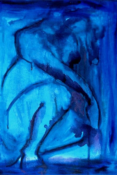 Painting titled "Blue mood" by Barbara Craig, Original Artwork, Acrylic