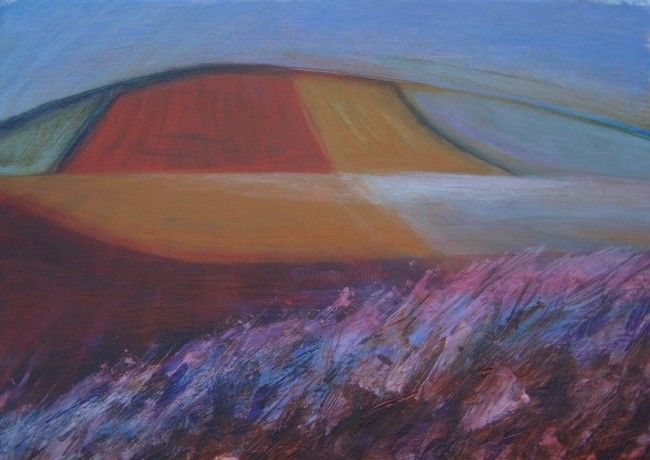 Painting titled "The Hill (acrylic)" by Barbara Craig, Original Artwork, Oil