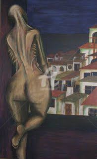 Painting titled "De oriente a Ponien…" by Barbara Guerrero Ruiz, Original Artwork, Oil