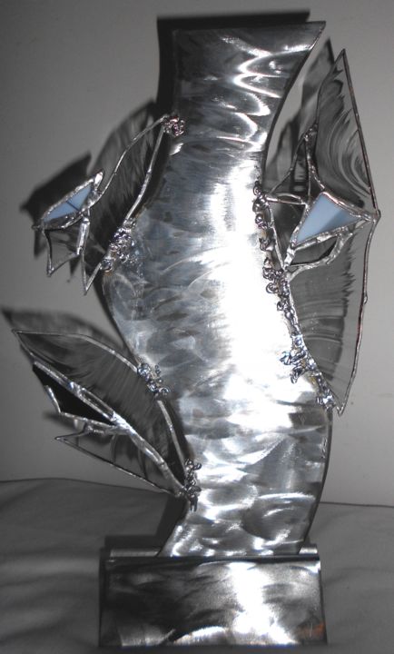 Skulptur mit dem Titel "Plume d hiver" von Barbara Hay (Alchimik of Love), Original-Kunstwerk, Metalle