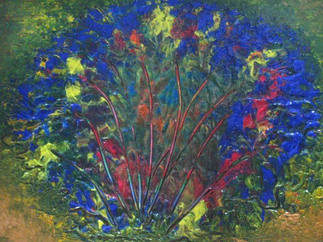 Painting titled "blu bush" by Barbara Hughes, Original Artwork
