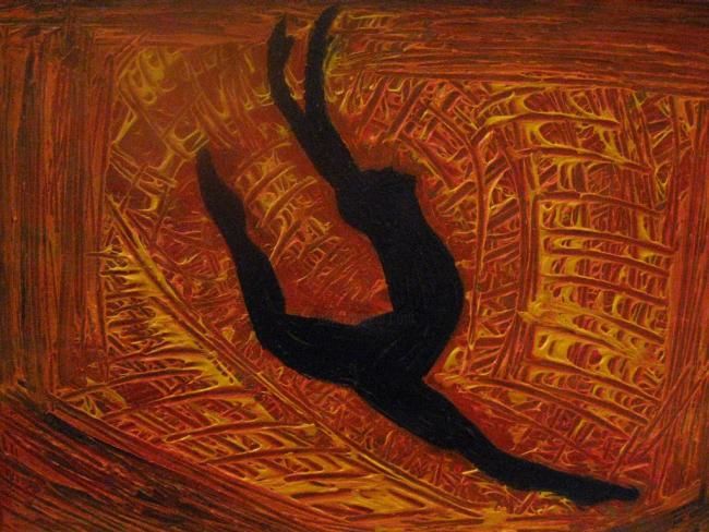 Painting titled "Ballerino Arancione" by Barbara Hughes, Original Artwork
