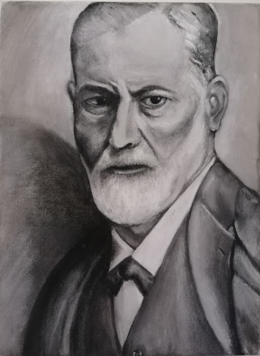 Painting titled "Freud" by Mário Luz, Original Artwork, Acrylic