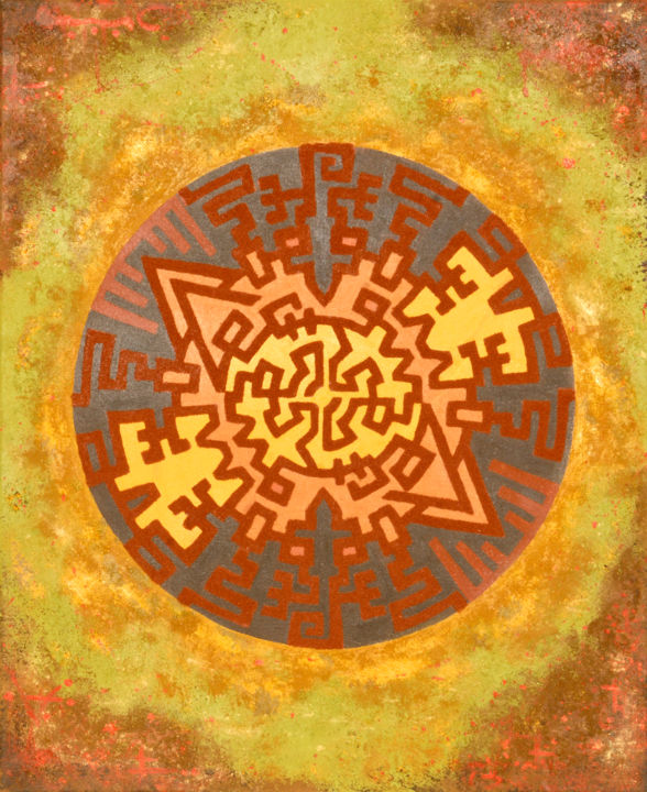 Peinture intitulée "nazca spirit" par Dominique Barbet, Œuvre d'art originale, Acrylique