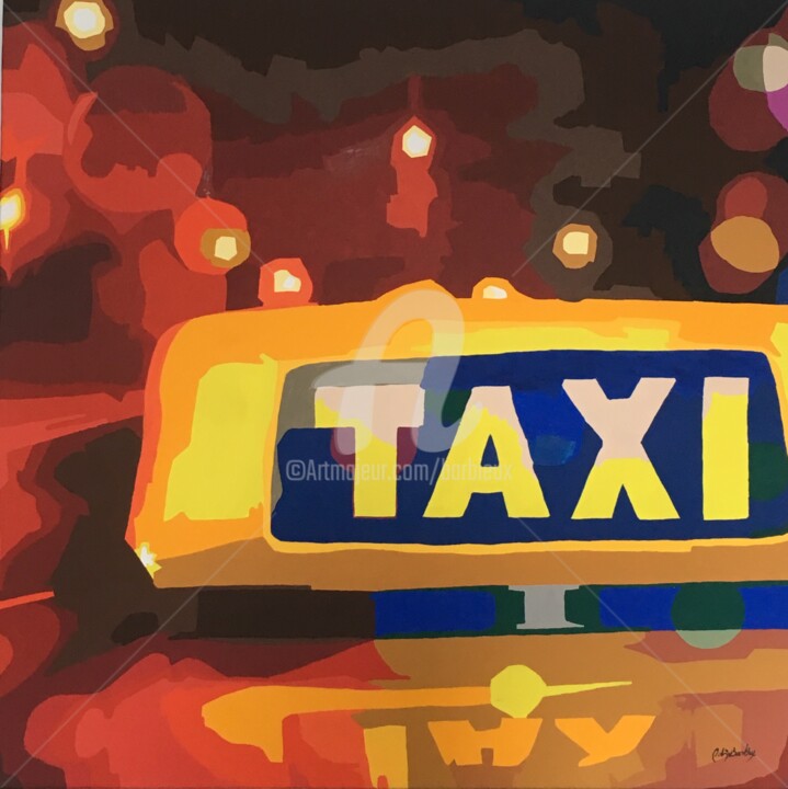Malarstwo zatytułowany „Yellow Cab.jpeg” autorstwa Adri Barbieux, Oryginalna praca, Akryl Zamontowany na Panel drewniany