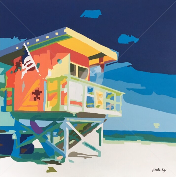Painting titled "Pop Miami Beach.jpg" by Adri Barbieux, Original Artwork, Acrylic Mounted on Wood Panel
