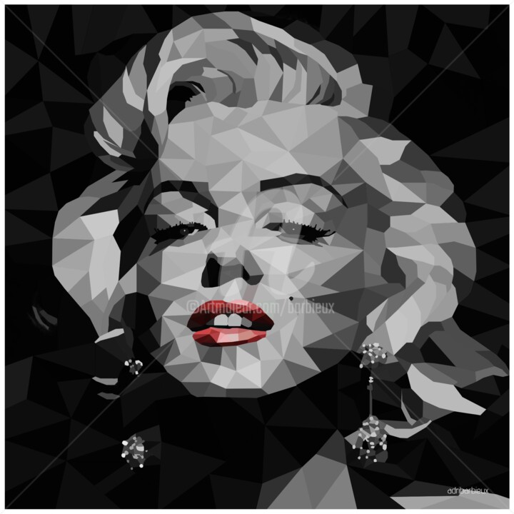 Digital Arts titled "Low Poly Marilyn.jpg" by Adri Barbieux, Original Artwork, 2D Digital Work