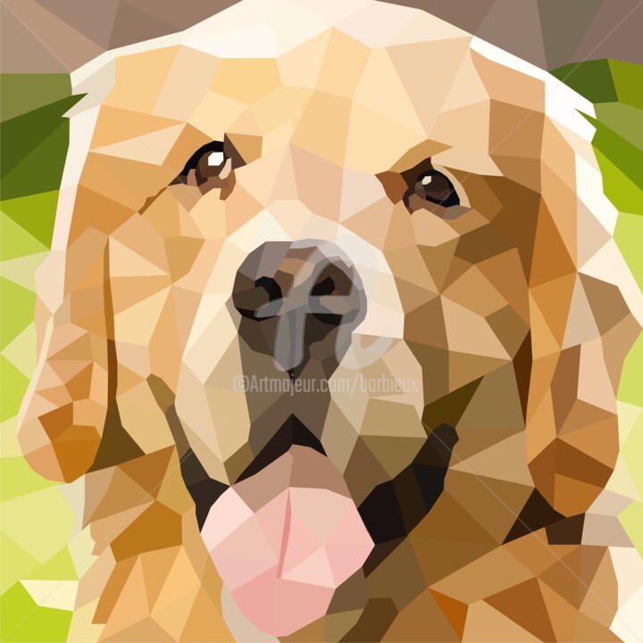 Digital Arts titled "Golden Low Poly" by Adri Barbieux, Original Artwork, 2D Digital Work