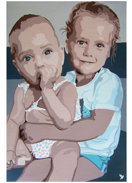 Peinture intitulée "Enfants" par Ado, Œuvre d'art originale, Acrylique