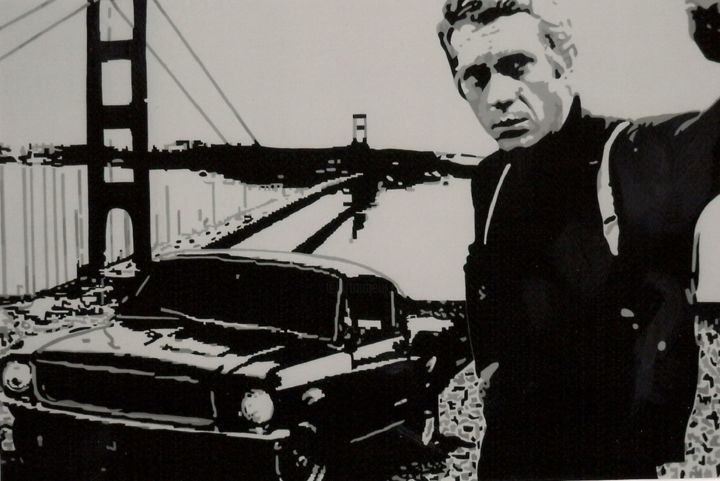 「STEVE MCQUEEN " BUL…」というタイトルの絵画 Adoによって, オリジナルのアートワーク, アクリル