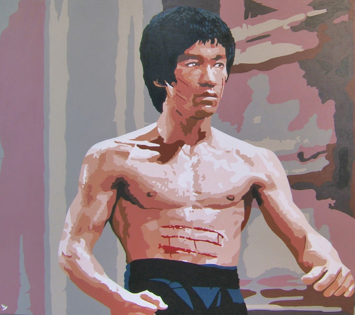 Peinture intitulée "BRUCE LEE     " opé…" par Ado, Œuvre d'art originale, Acrylique