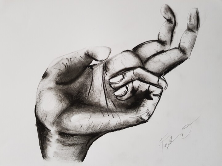 Drawing titled "Hand" by Barbora Fabova, Original Artwork, Pencil