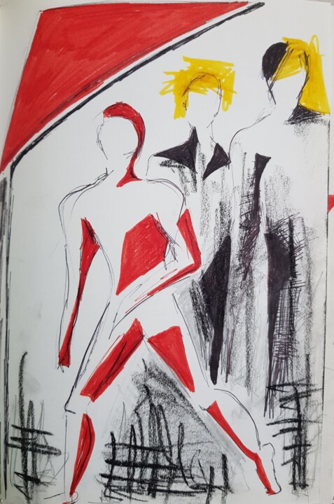 Dessin intitulée "Escape" par Barbora Fabova, Œuvre d'art originale, Crayon