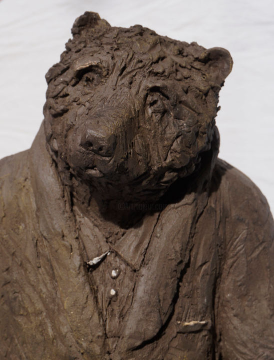 Sculpture intitulée "monsieur ours" par Barbotine Ciselet, Œuvre d'art originale, Céramique