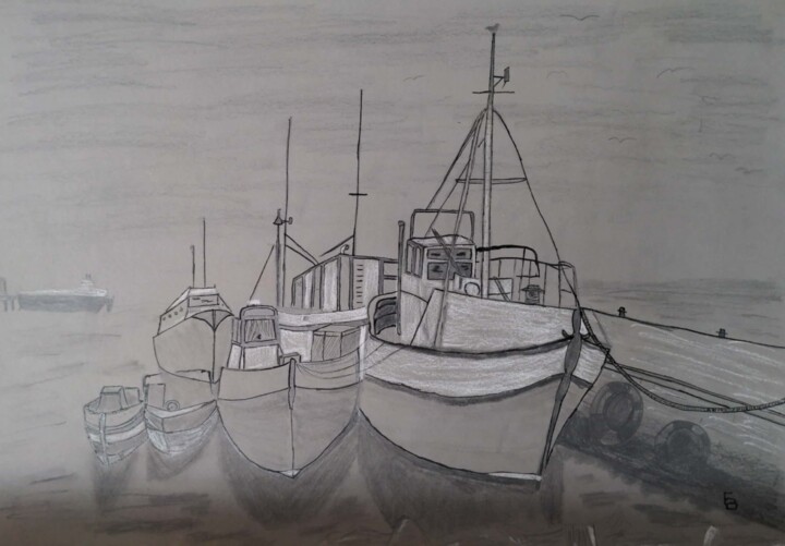 Dibujo titulada "Port" por Barbour, Obra de arte original, Lápiz