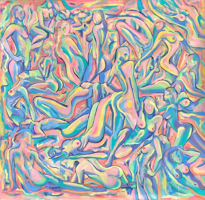 Painting titled "Colored Erotic Nigh…" by Barbsie, Original Artwork, Oil