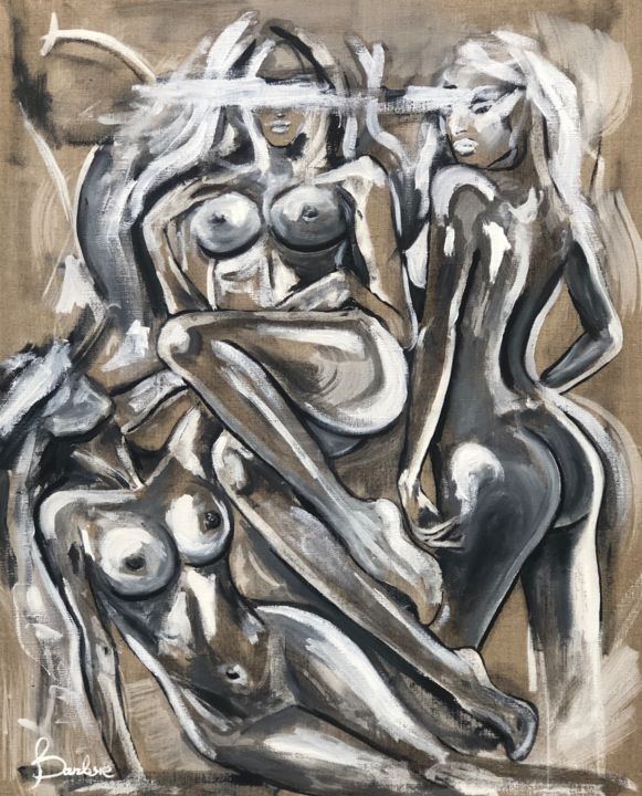 Картина под названием "Amazons" - Barbsie, Подлинное произведение искусства, Масло