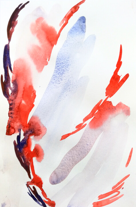 Pintura intitulada "Red III" por Yuliya Bardun, Obras de arte originais, Aquarela