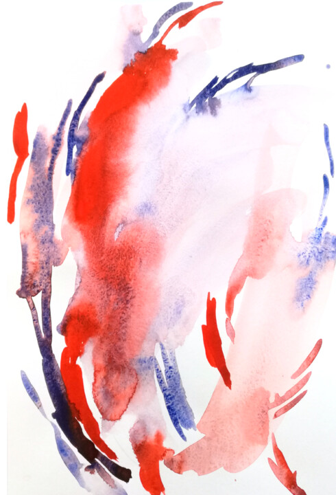 Peinture intitulée "Red II" par Yuliya Bardun, Œuvre d'art originale, Aquarelle