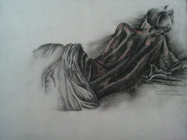 Dessin intitulée "Nude" par Abeer Barghouti, Œuvre d'art originale