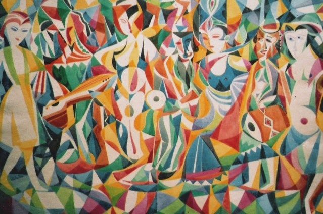 Painting titled "Carnival on Saraswa…" by Barindam Bose, Original Artwork, Oil