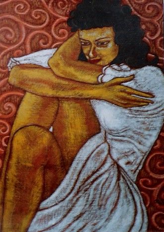 Painting titled "Solitare" by Barindam Bose, Original Artwork, Oil