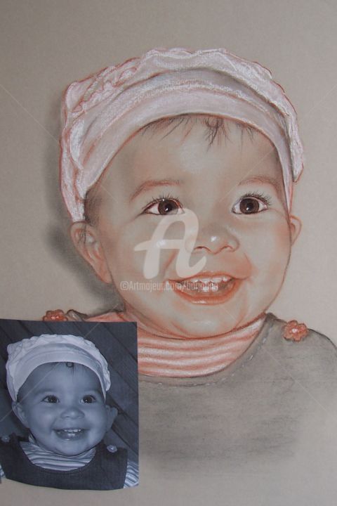 Peinture intitulée "bebebonnet.jpg" par Karmailo, Œuvre d'art originale, Pastel