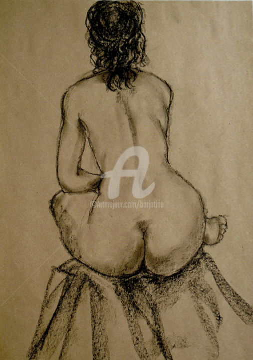 Dibujo titulada "Rousse 2" por Karmailo, Obra de arte original, Carbón