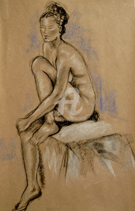 Drawing titled "Fran1" by Karmailo, Original Artwork, Chalk