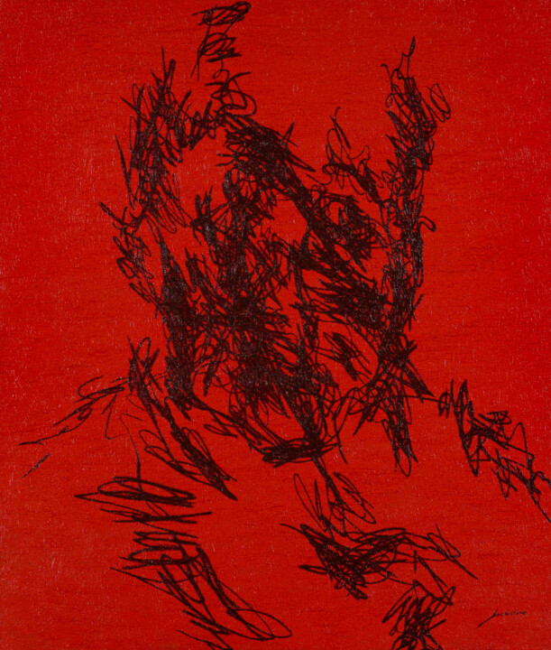 Картина под названием "Red Portrait" - Ihar Barkhatkou, Подлинное произведение искусства, Масло